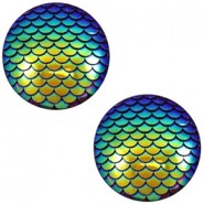 Basic cabochon 12mm mermaid Cobalt blue holographic